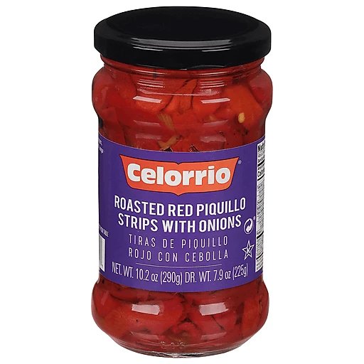Tiras de Piquillo Rojo Asado con Cebolla Celorrio