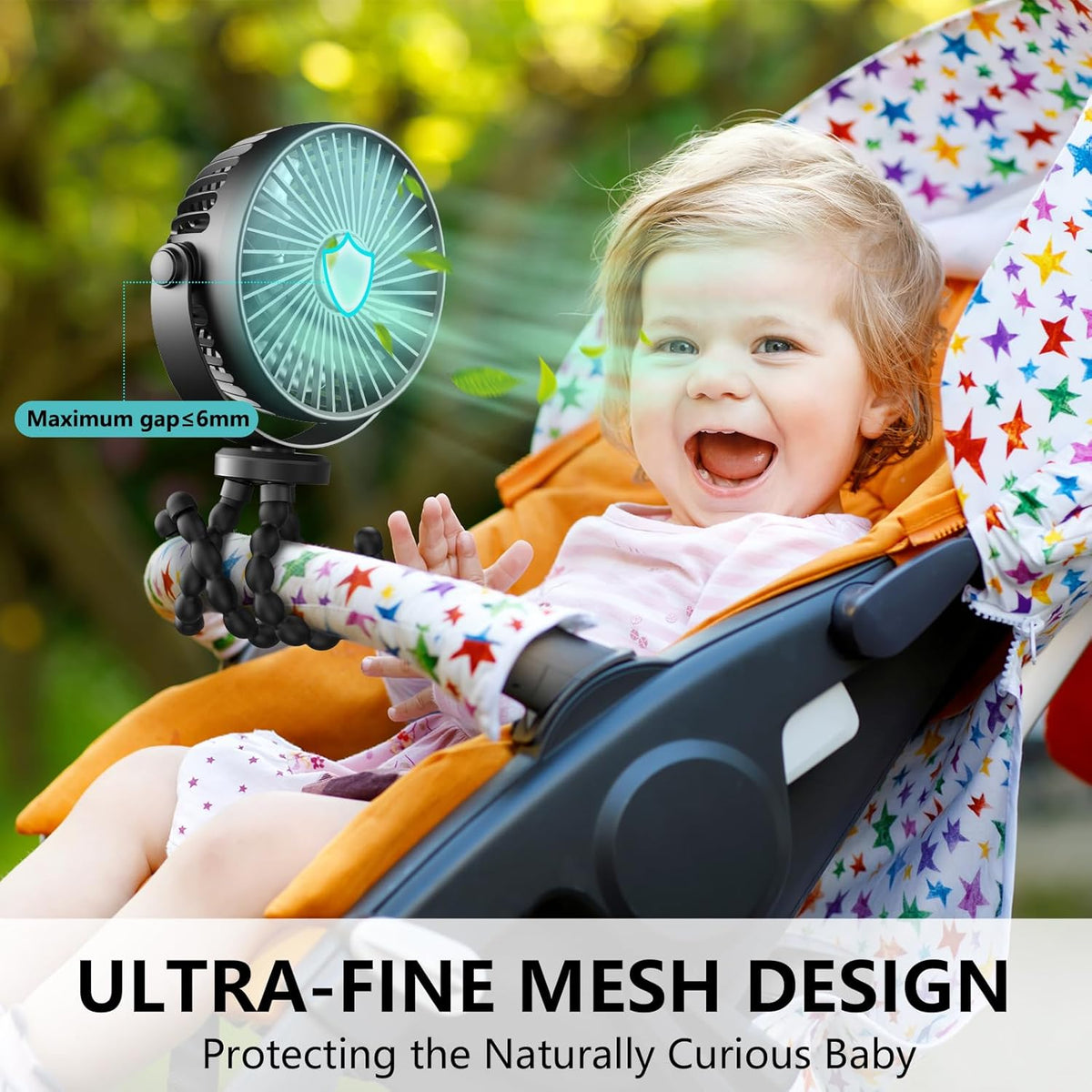 Mini Handheld Personal Portable Fan, Baby Stroller Fan, Car Seat Fan, USB or Battery Powered, with Flexible Tripod Clip on Student Bed Desk Bike Crib Treadmill Camping Traveling(Black)